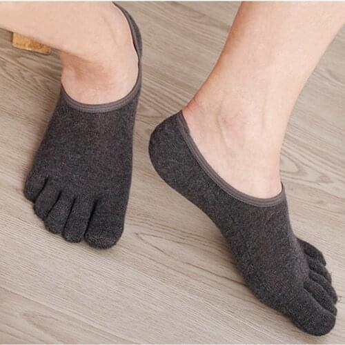 Summer Cotton Mens Invisible Boat Socks Ankle Non Slip No Show Colorful Toes Short Five Fingers Man Boys Shallow Mouth Slippers