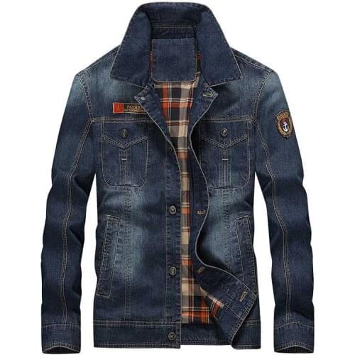 New Fashion Mens Denim Jackets Spring Autumn Bomber Casual Loose Coats Military Army Jackets Brand Clothing Plus Size College