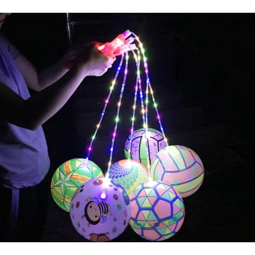 Novelty Luminous Bobo Ball Inflatable Toys Flash Chain Bouncy Ball Funny Outdoor Sports Kids Juguetes