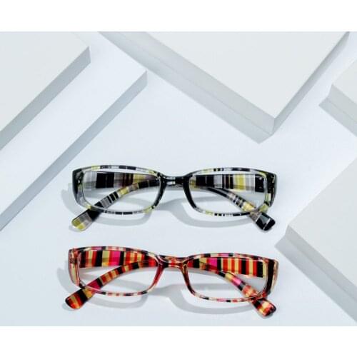Unisex Magnifier Print Stripe Vision Care Retro Frame Diopter Eyeglasses Reading Glasses Presbyopic Eyewear