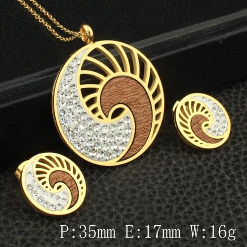 New Style Gold Colors Stainless Steel Jewelry Necklace Stud Earrings Sets Supernova Sales for Women SEDZEIBC