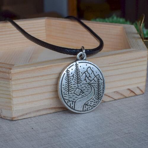 10pcs mountain pine tree necklace river hiking jewelry