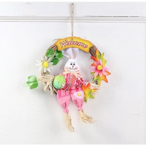 Easter Bunny Garland Easter Cute Rabbit Wreath Door Pendant Shop Kindergarten Children Creative Decoration Festival Party Gift