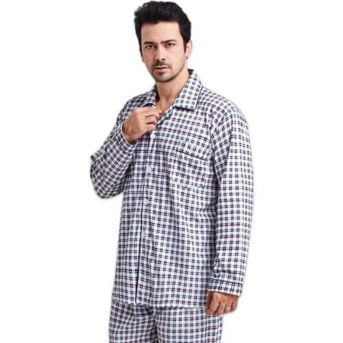 New spring simple plaid cotton man Sleepwear long sleeves pyjamas homme casual mens pajama sets cotton men nightwear
