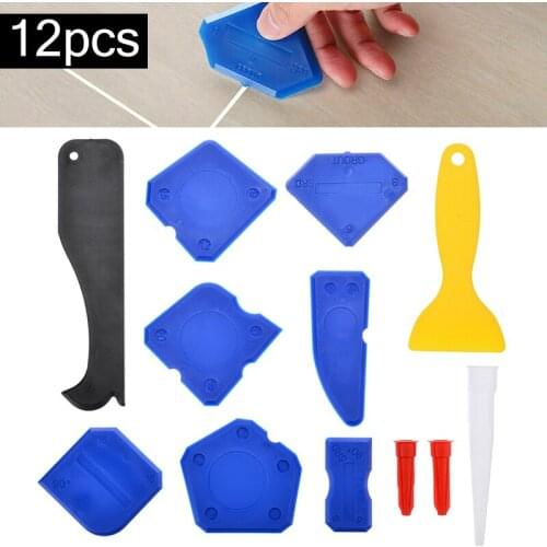 12pcs Silicone Removal Scraper Caulking Tool Kit Scraper Caulking Mould Removal Set Reusable Floor Finishing Cleaner Hand Tool