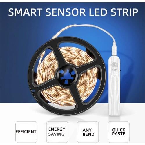 LED Smart Sensor Light Strip 1m/2m/3m Flexible Waterproof Bedroom Cabinet Light Strip 2835 DC 5V Infrared Sensor Light Strip