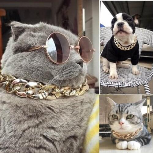 Pet jewelry puppy necklace teddy law fight gold chain cat clothing accessories dogs pets accessories cat accessories для собак