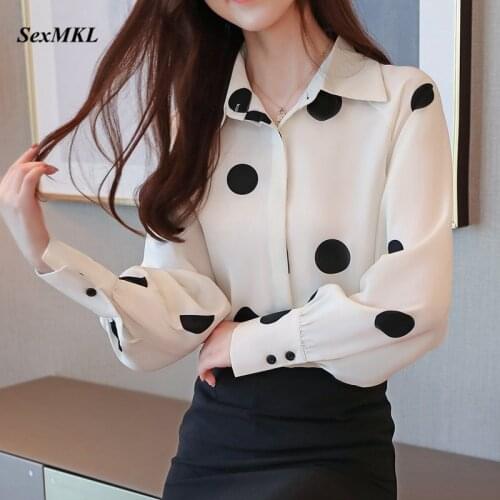 Blusas Mujer De Moda 2020 Fashion Women Spring Long Sleeve Blouse Summer White Polka Dot Shirts Office Ladies Tops and Blouses