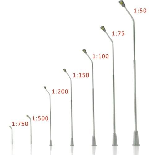 1/50-500 Scale Model Lights LED Street Lamppost Accessory Diorama Architecture Landscape Train Layout Kits 3V Lamp Steel Metal