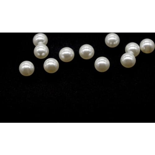 SHINE 100pcs/lot 8mm White Round Shape Scrapbook Simulated Pearl Beads Sewing Buttons DIY Material Findings BD0030