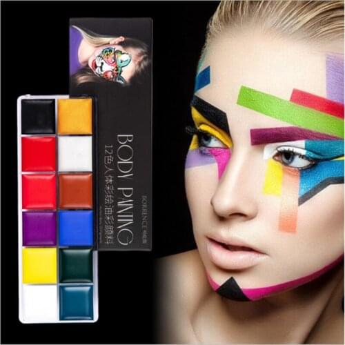 12 Colors Face Body Art Painting Body Paint Oil Painting Tattoo Makeup Cosmetic Bodypainting Halloween Cosplay Party Supplies