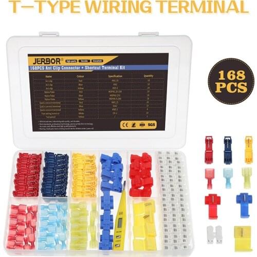 168pcs Quick Wire Lock Clip Snap Splice Lock Quick Terminal Electrical Cable Connectors T-Tap Crimp Ant clip Terminals Connector