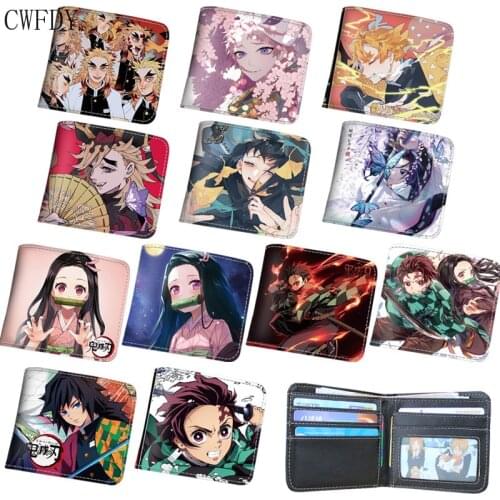 2021 Anime Demon Slayer Wallet Fashion PU Leather Purse Kamado Tanjirou Kamado Nezuko Agatsuma Zenitsu Cosplay Short Wallets