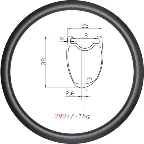 390g Ultralight road bike 38mm Asymmetric carbin rims 700c disc clincher tubeless 25mm wide 20H 24H 28H UD 3K 12K matte glossy