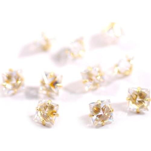 4mm 5mm Alloy Single Claw Square Zircon 3D Jewelry Pendant Sewing For Clothing Handicraft Accessories Ornament Design