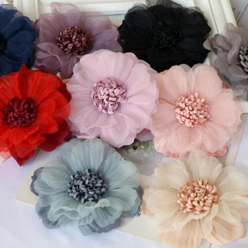 5pcs/lot 9CM Large Handmade Fabric Flowers For Clothes Decoration DIY Hair Accessories Brooches DIY Crafts Supplies