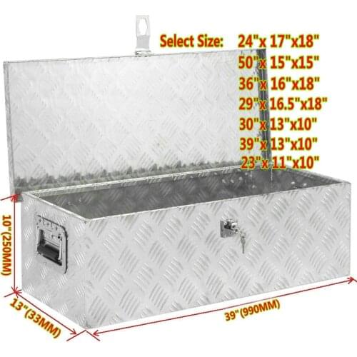 1.2MM 1.5MM Aluminum checker plate Pickup Truck Under Flat Bed Camper Tool Box Trailer ATV RV Underbody Storage + T-Lock 50" 36"