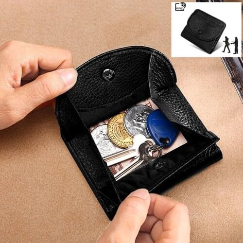 Black/Blue Mini Wallet Women Cow Genuine Leather Coin Pocket Purse Short Wallet Male Bag Credit Card Holder female Small Wallet