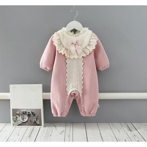 Baby girl outfit Winter Infant Thick Warm Christmas Baby Rompers For Baby Girls Jumpsuit Newborn Baby Clothes pink 0-2Y