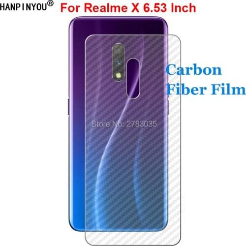 For Realme X 6.53" New Durable 3D Anti-fingerprint Transparent Carbon Fiber Back Sticker Film Rear Screen Protector (Not Glass)
