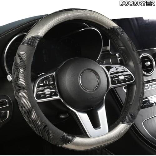 DOODRYER Carbon Fiber Cow Leather Car Steering Wheel Cover For Kia Ceed Rio 3 4 Sportage Sorento Cerato Optima Picanto KX K