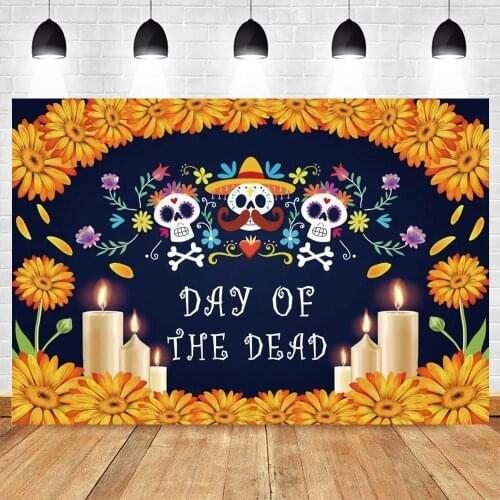 Yeele Photocall Mexican Day Of The Dead Backdrop Skull Flower Candle Photography Background PartyDecor Photo Studio Photographic