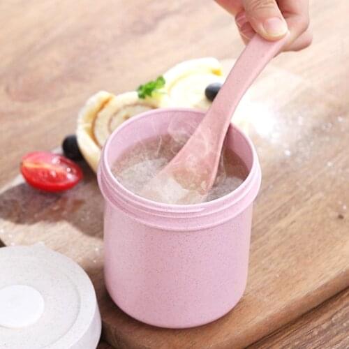 550ML Healthy Material Wheat Straw Sealed Soup Cup With Lid Portable Lunch Box Mini Bento Box Microwave Drink Cup For Porridge