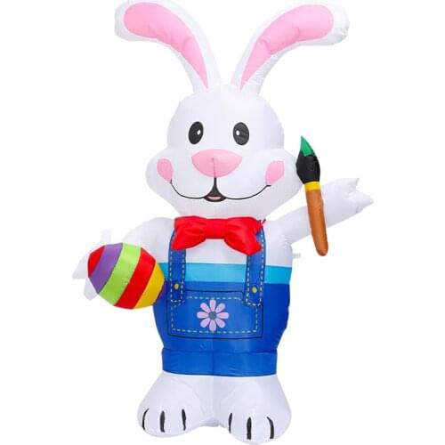 Giant Easter Rabbit With Egg and Pen in Hand Inflatable Bunny LED Blow Up Yard Decorations Christmas Carnval Easter Party Toys