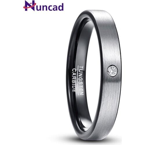 4mm Width 100% Tungsten Crystal Rings Classic Wedding Rings for Women Mens Engagement Wedding Rings Jewelry Anniversary Ring