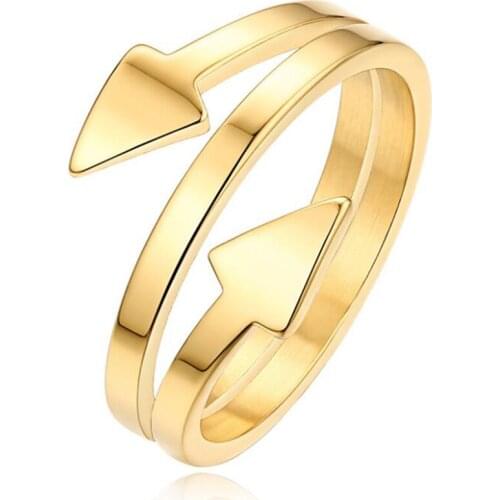 Ring Titanium steel ring Korean version of simple fashion personality dark wind arrow spiked high-grade metal texture ring