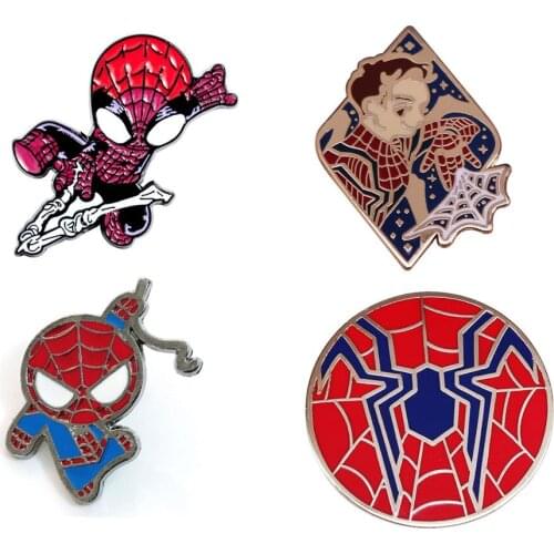Creative Marvel Cartoon Brooch Avengers Superhero Spiderman Enamel Metal Badge Couple Jewelry Bag Decoration Clothing Pin Gift
