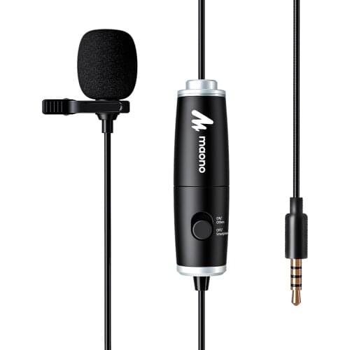 MAONO AU101 Lavalier Microphone Omnidirectional Condenser Microphone Hands Free Clip on Lapel Mic for Podcast Computer DSLR Cam