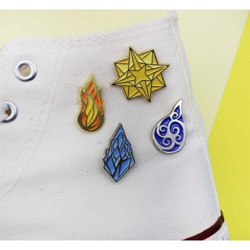 Trend Design Ice Fire Marble Creative Badge Flame Ice Stone Water And Fire Are Indispensable One Is Good Friend Cartoons Brooch