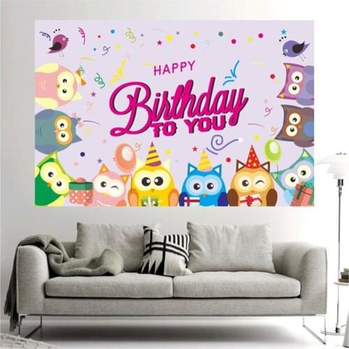 Cartoon Animal Birthday Background Tapestry Wall Hanging Birthday Banner Party Photo Screen Party Backdrops Decoration