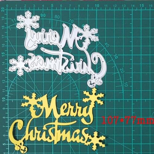 'Merry Christmas' Words Letter/Snowflake Metal Cutting Dies For Stamp Scrapbooking Stencils DIY Paper Album Card Decor Embossing