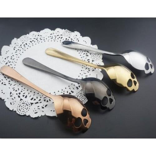 Creative Skull Shape Sugar Spoons Stainless Steel Stirring Spoons Flatware Drinking Tools Kitchen Gadget Coffee fruit teaspoon