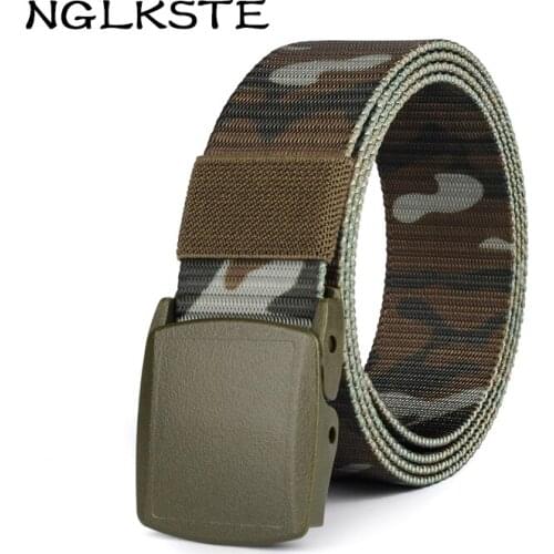 NGLKSTE Mens nylon belt resin buckle outdoor tactics belts camouflage color high quality canvas belt for men and women LBQ030
