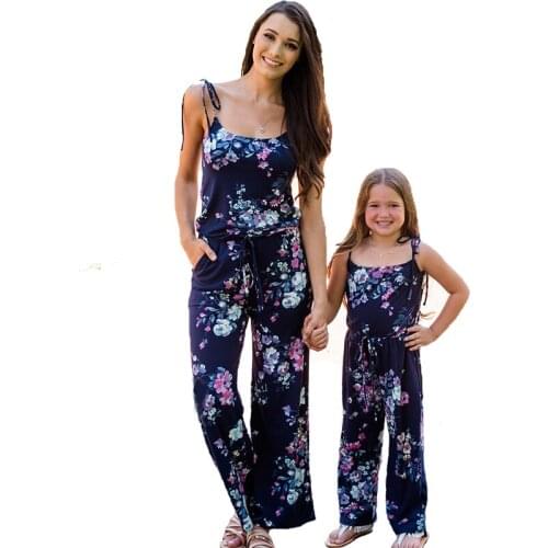 Family Matching Outfits NewSummer Mother And Womens Deep V Suspender Jumpsuit Parent Child Wear Girl Kid Mommy Daughter Clothing