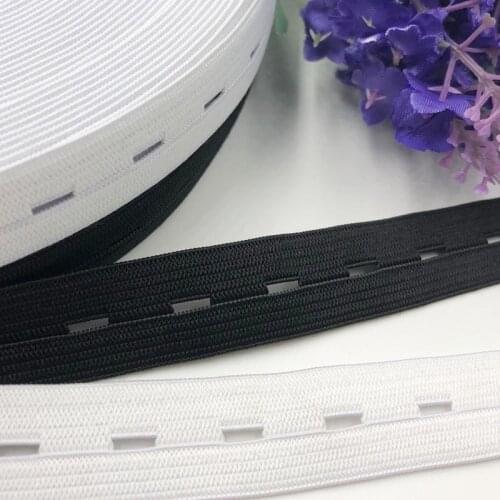 2M Sewing Knit Buttonhole Flat Elastic Bands 15mm White and Black