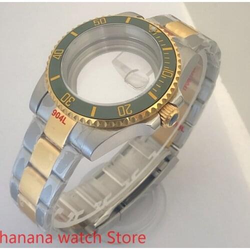 Transparent back cover 904L stainless steel gold strap bracelet 40mm sapphire glass ETA NH36 MH35 cases bezel sea green
