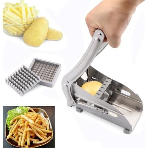 Stainless Steel French Fries Cutters Potato Chips Strip Cutting Machine Maker Slicer Chopper Dicer W/ 2 Blades Kitchen Gadgets