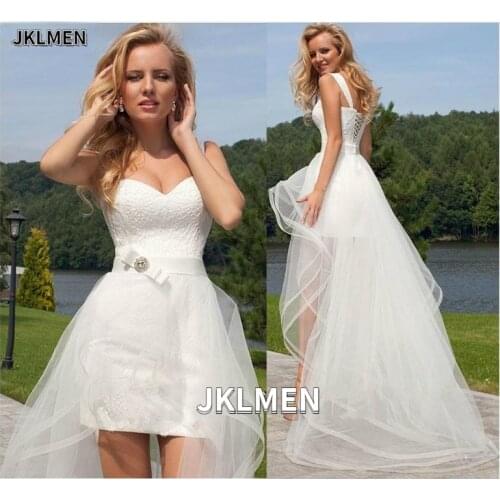 2 Pieces Detachable Train Wedding dress Lace Sweetheart Lace-up Back Bridal Gown Corset Wedding Dress