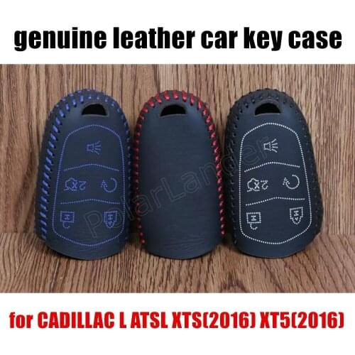 Only red nice Hand Sewing Leather Car Key Case cover fit for CADILLAC L ATSL XTS(2016) XT5(2016) CT6(2016) CTS(2014) SRX(2015)