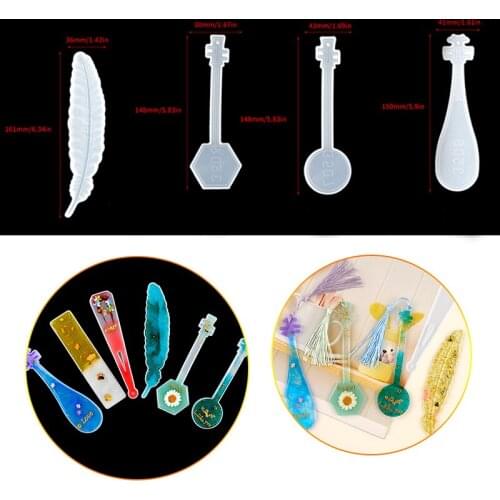 Stocked Rectangle Bookmark Moule Resine DIY Lute Shape Transparent UV Liquid Molde Silicona For Molds Silicone Crafts
