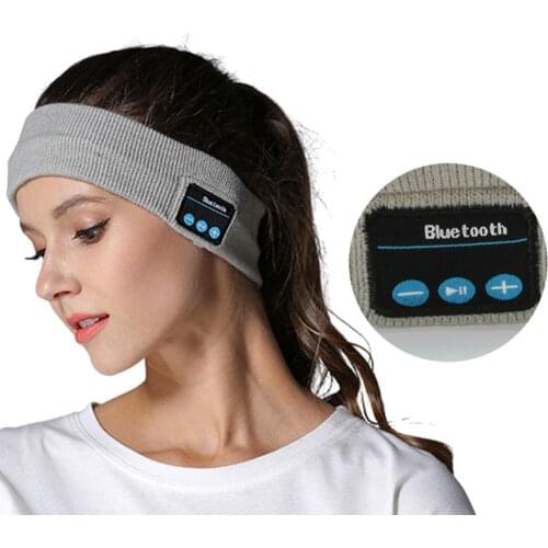 High Quality Knitting Wireless Bluetooth Music Headband Running Yoga Gym Sleep Headdress Sports Earpiece With Mic Speaker