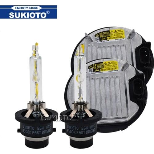 SUKIOTO Fast Bright 55W Xenon D2S D4S HID Headlight Kit Xenon Bulb 5500K D2R D4R D2 D4 Car Light Ballast 85967-45010 8596745010