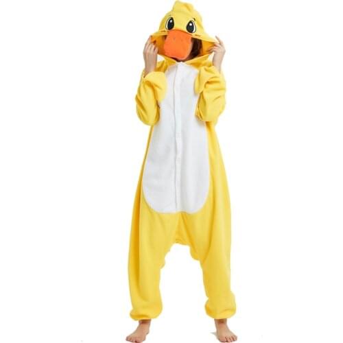 Funny Animal Onesies For Adults Men Kigurumi Women Duck Pajamas Fleece Suits Cartoon One-Piece Cosplay Costume For Halloween
