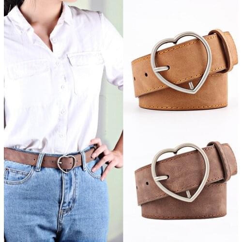 New hundred ladies imitation Leather belt alloy peach Heart Day buckle Lady Scrub leather belt student belt luxury belt
