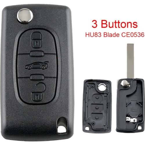 1 PCS 3 Buttons Car Key Case Fob Replacement Flip Folding Car Key Shell with Uncut Car Flip Key Fit for Citroen C2 C3 C4 C5 C6