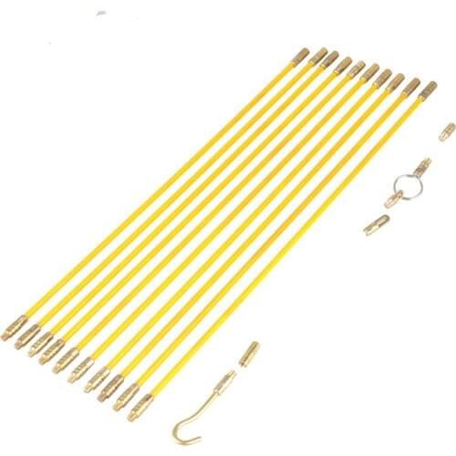 10pcs 4mm Fiberglass Running Wire Cable Electrical Fish Tape Pull & Push Kit Tool